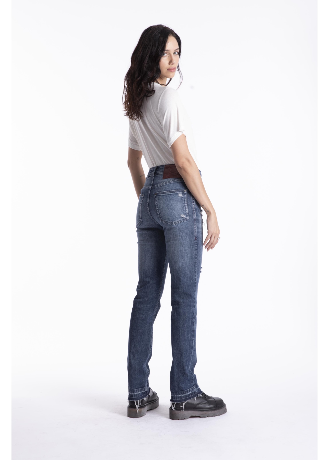 Classic Denim Elastic Ii Slim Barra de Lav.Escuro C/Used+puidos
