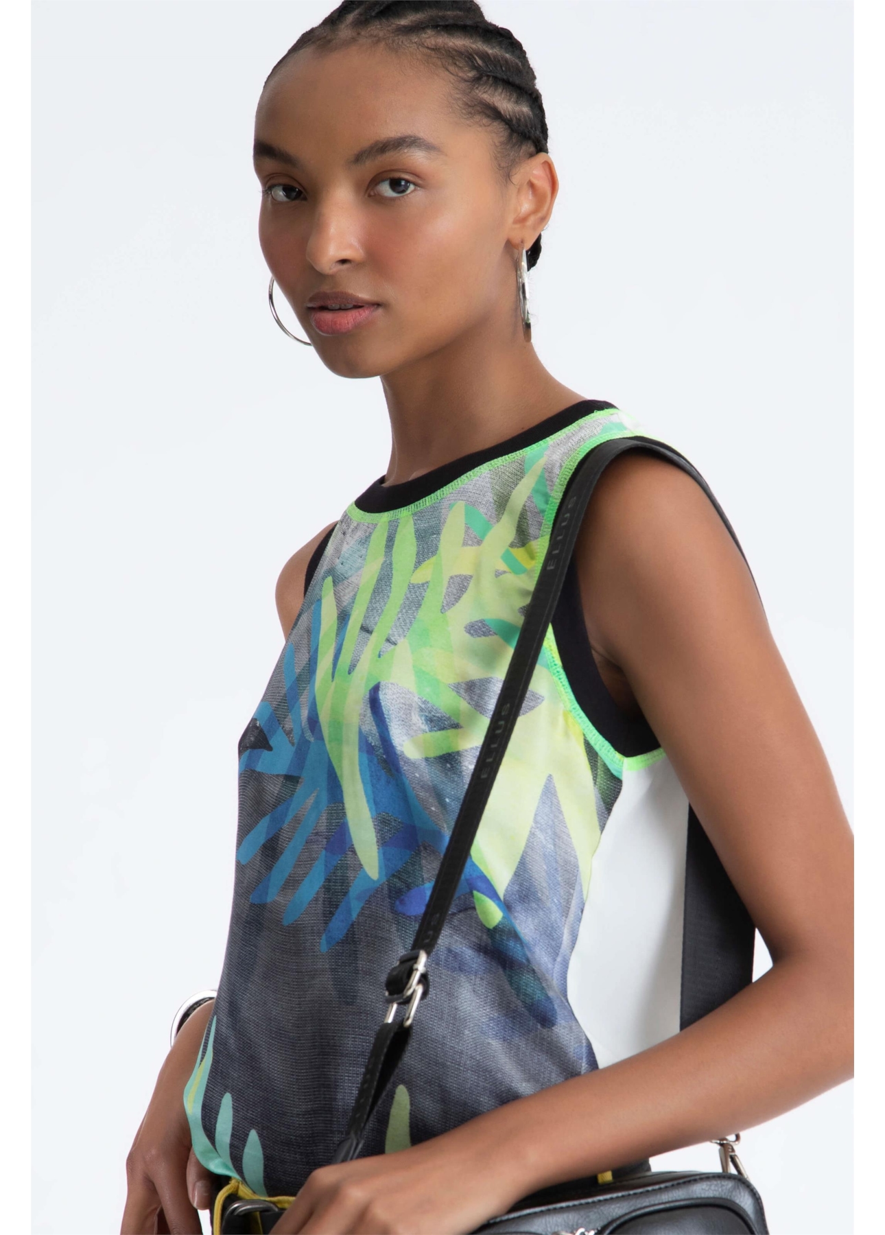 Co Seda Coral Retilinea Sleeveless Estampado