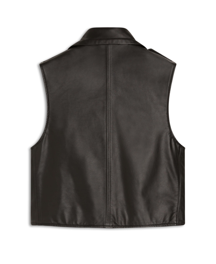 Colete Couro Natural Vest Preto