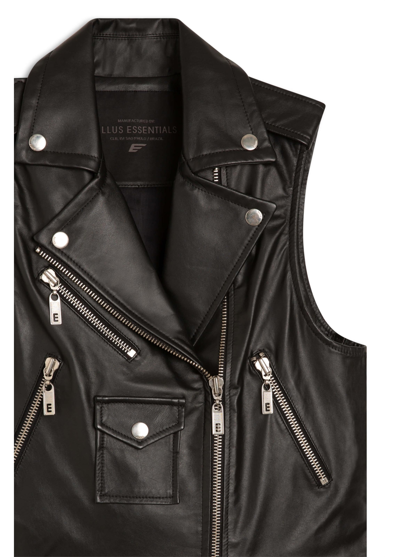 Colete Couro Natural Vest Preto
