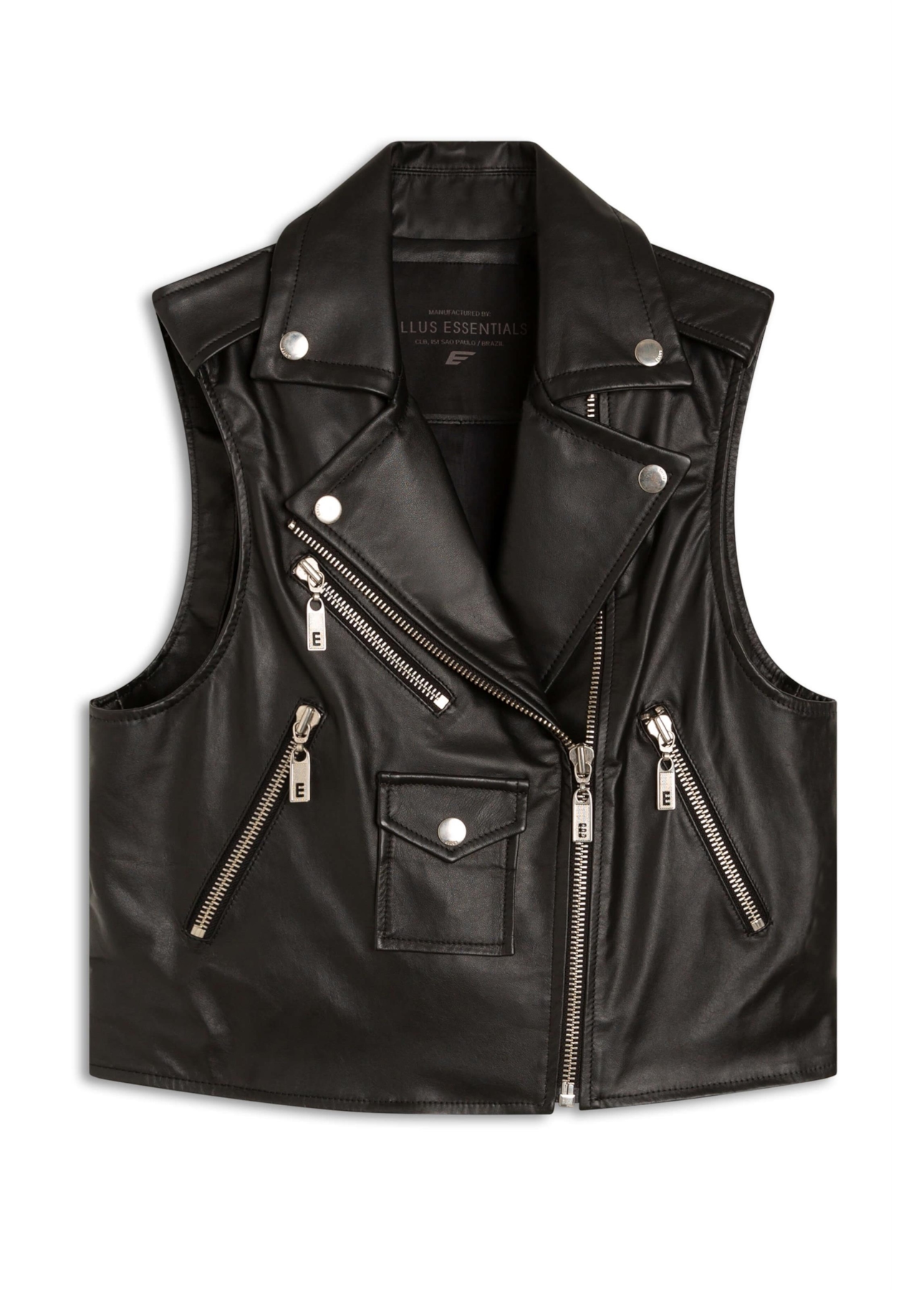 Colete Couro Natural Vest Preto