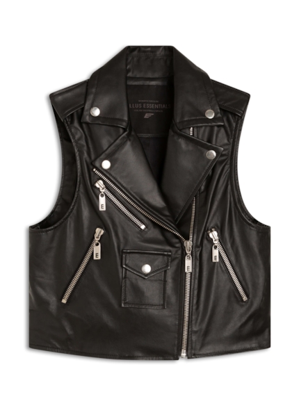 Colete Couro Natural Vest Preto