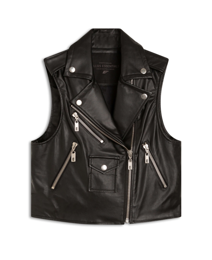 Colete Couro Natural Vest Preto