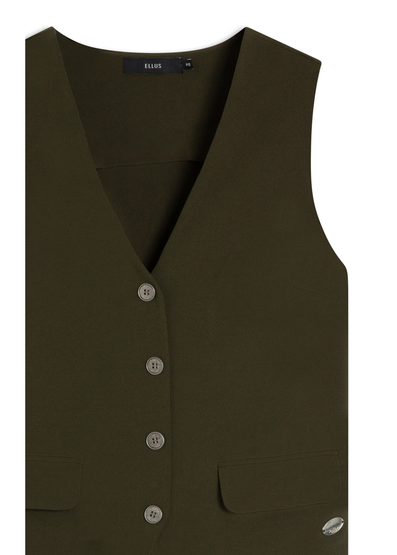 Colete Crepe Way Piped Pocket Musgo