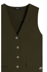 Colete Crepe Way Piped Pocket Musgo