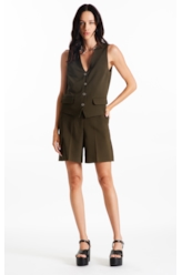 Colete Crepe Way Piped Pocket Musgo