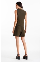 Colete Crepe Way Piped Pocket Musgo