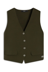 Colete Crepe Way Piped Pocket Musgo