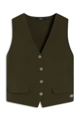 Colete Crepe Way Piped Pocket Musgo