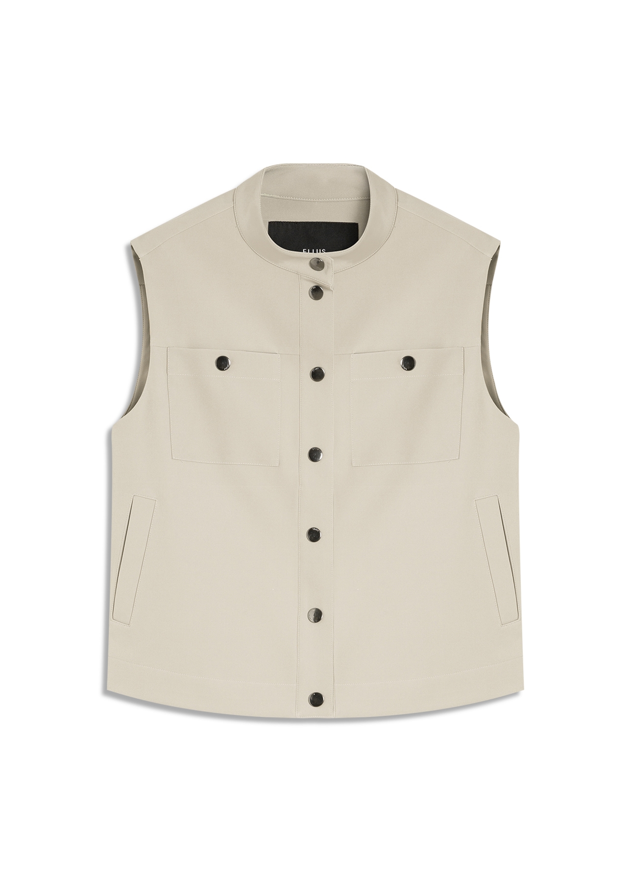 Colete Double Color Pockets And Snap Cinza Claro
