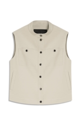 Colete Double Color Pockets And Snap Cinza Claro