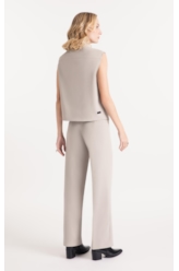 Colete Double Color Pockets And Snap Cinza Claro