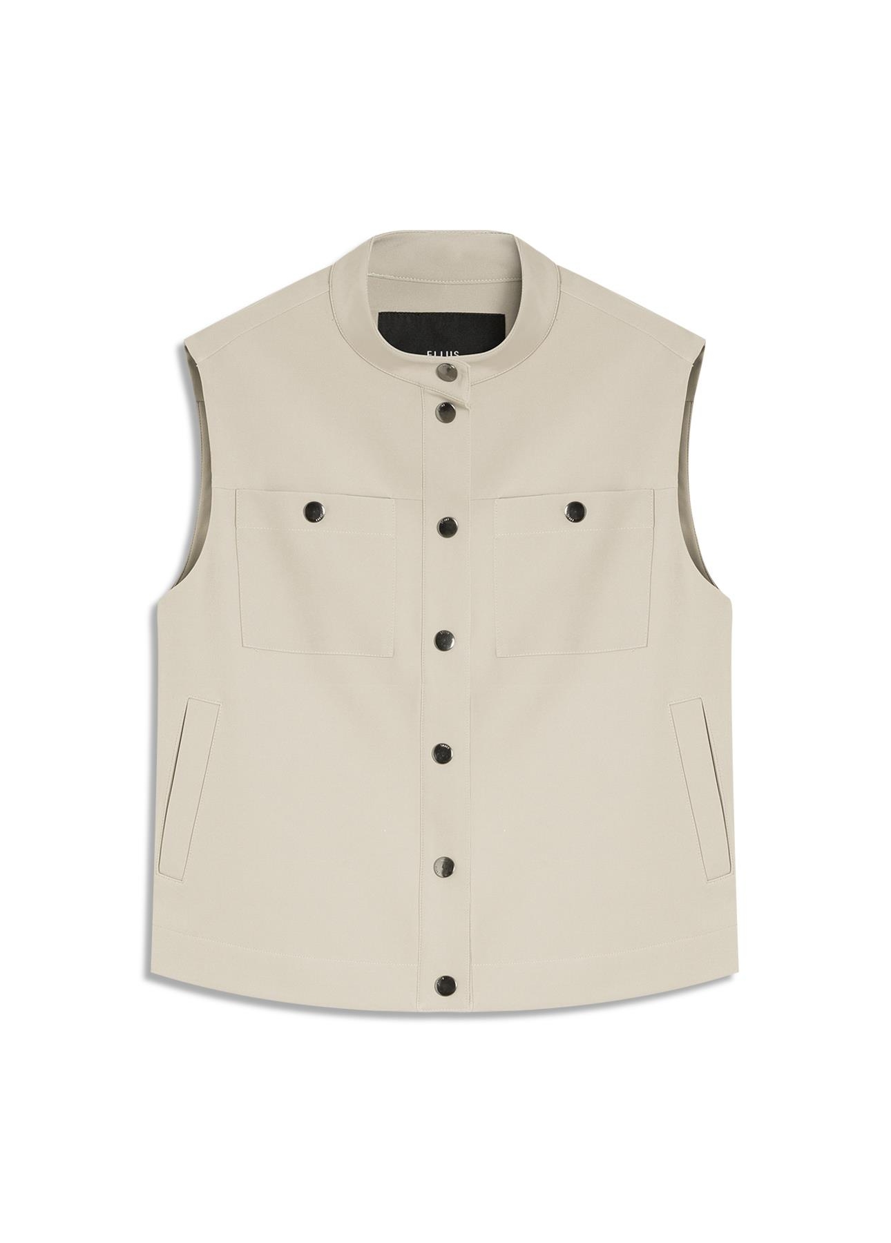 Colete Double Color Pockets And Snap Cinza Claro