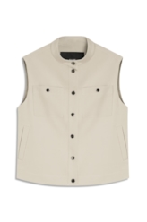 Colete Double Color Pockets And Snap Cinza Claro
