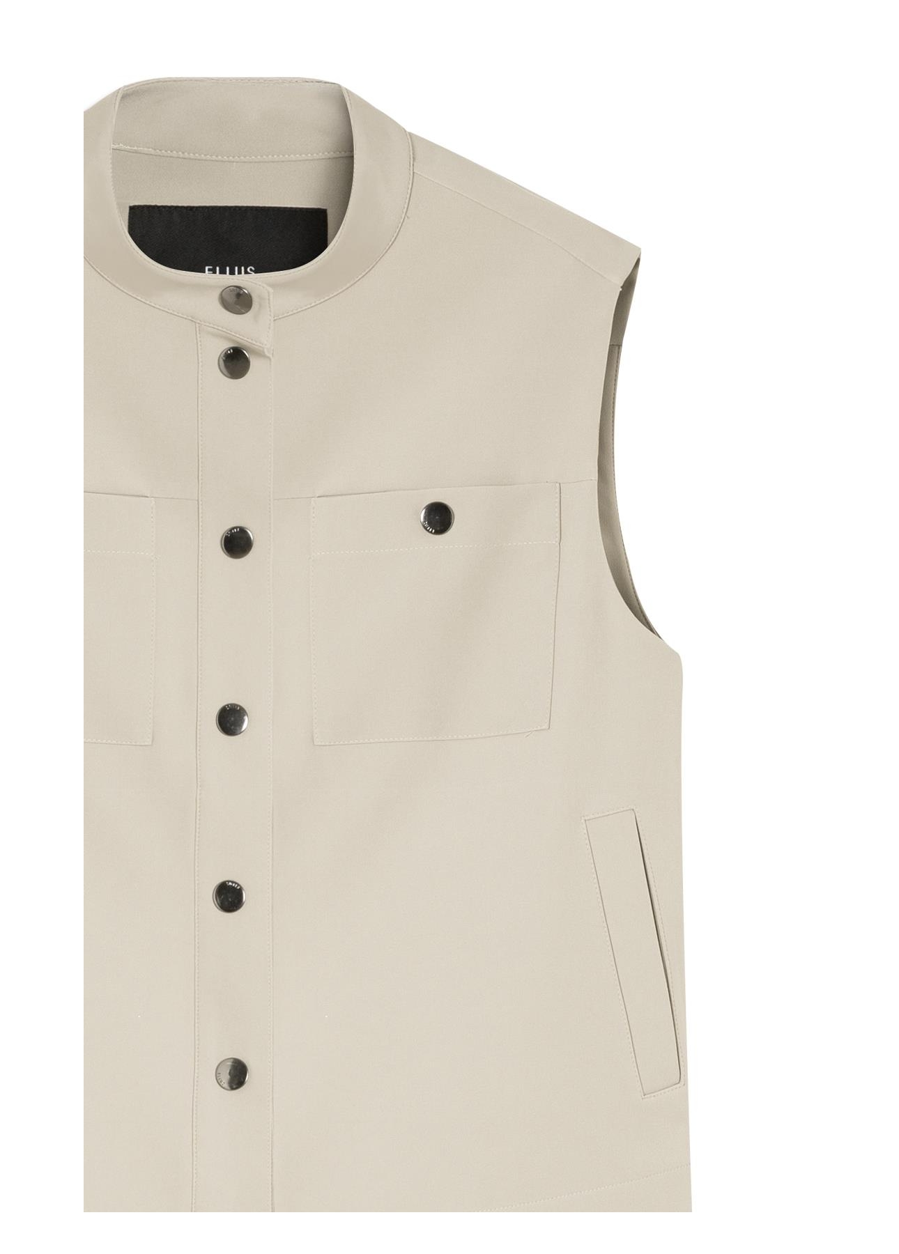 Colete Double Color Pockets And Snap Cinza Claro