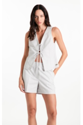 Colete Linen Blend Vest To Tie Silver