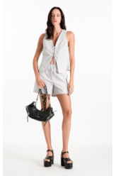 Colete Linen Blend Vest To Tie Silver