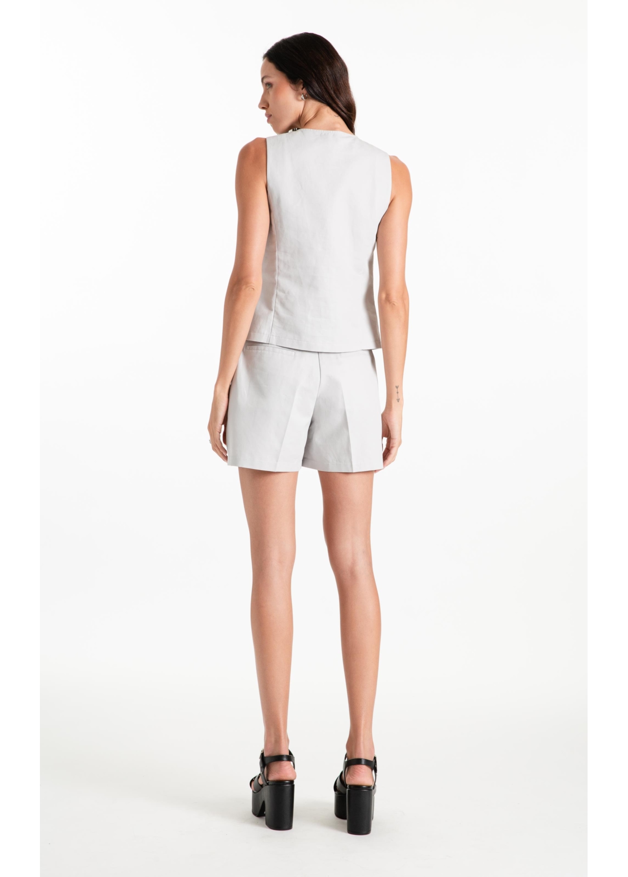 Colete Linen Blend Vest To Tie Silver