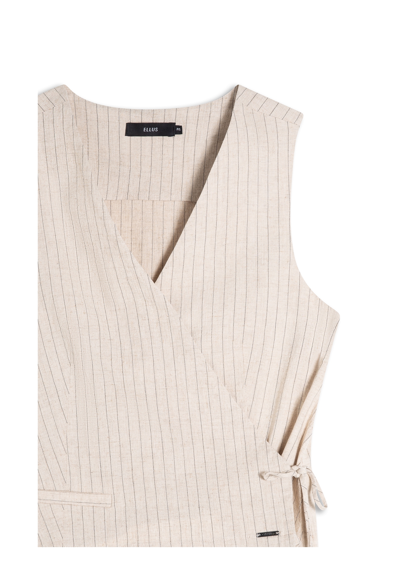 Colete Linen Straight Stripes Transpass Vest Areia