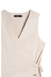 Colete Linen Straight Stripes Transpass Vest Areia