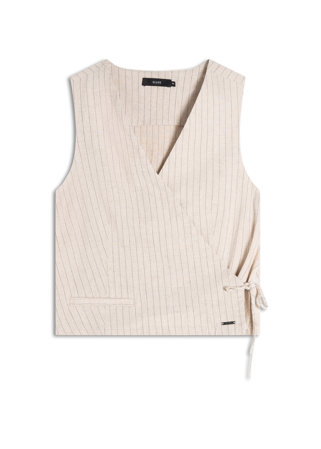 Colete Linen Straight Stripes Transpass Vest Areia