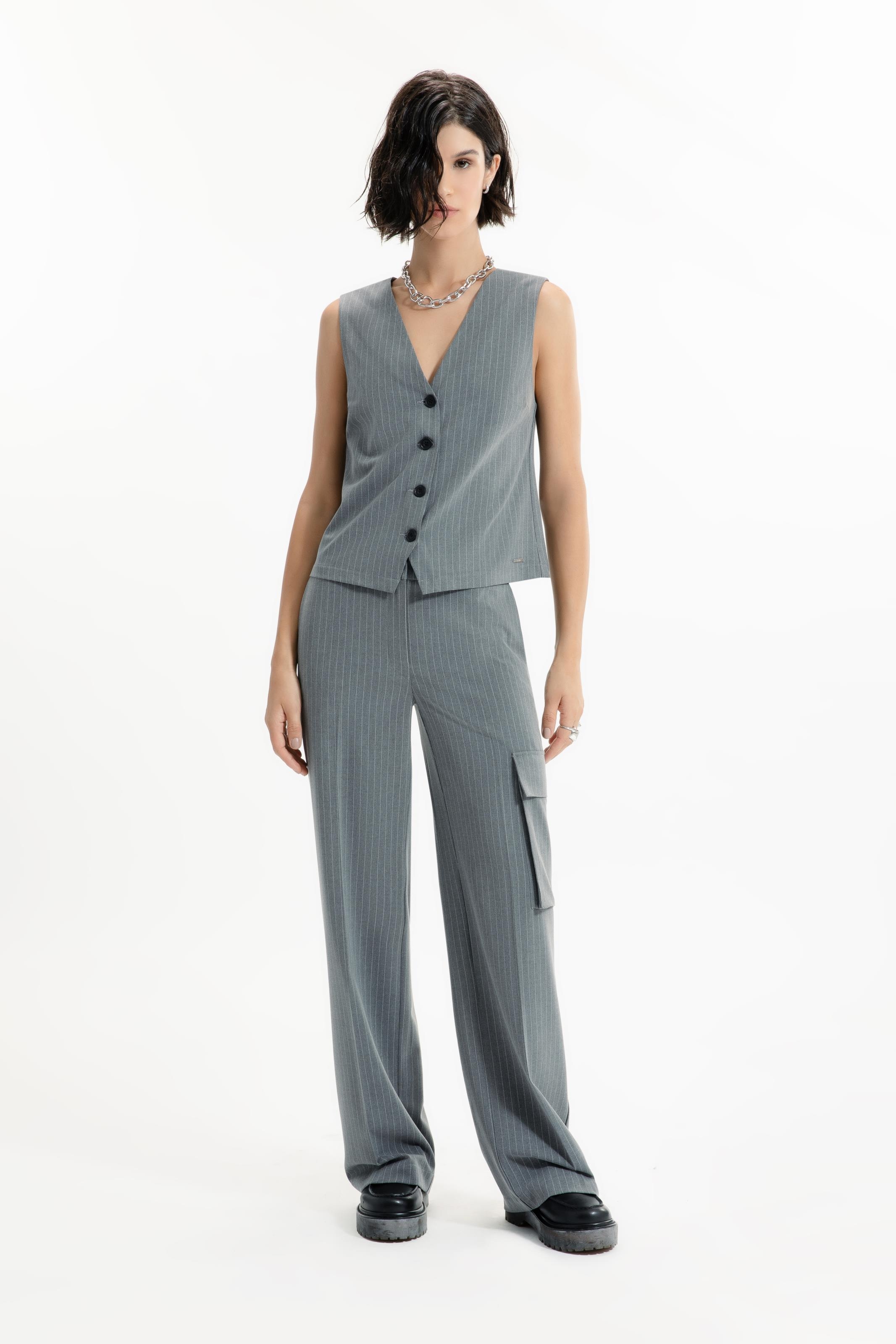 Colete Nordic Stripe Ellus Cinza Medio