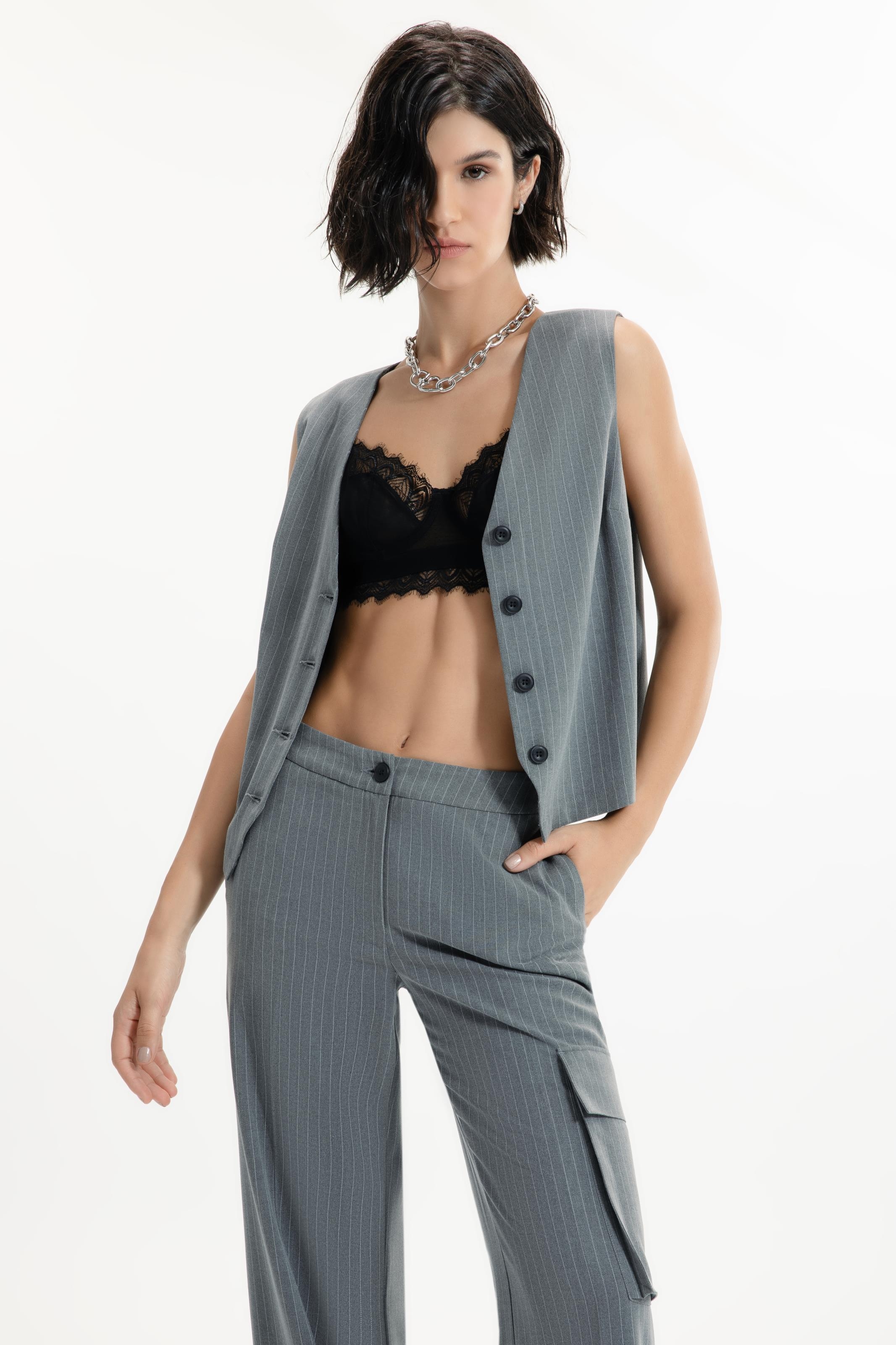 Colete Nordic Stripe Ellus Cinza Medio