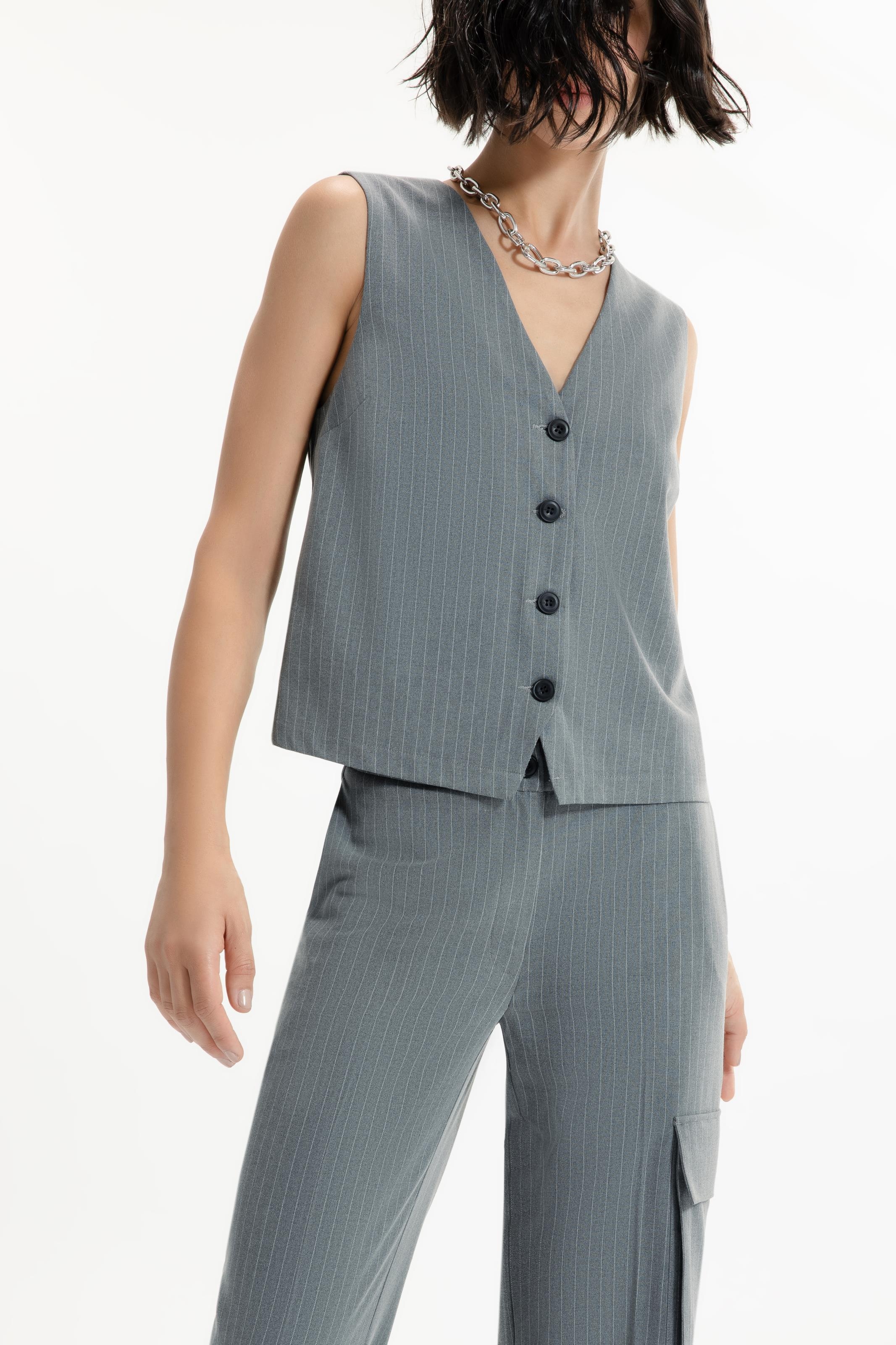 Colete Nordic Stripe Ellus Cinza Medio