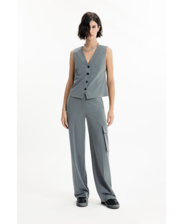 Colete Nordic Stripe Ellus Cinza Medio