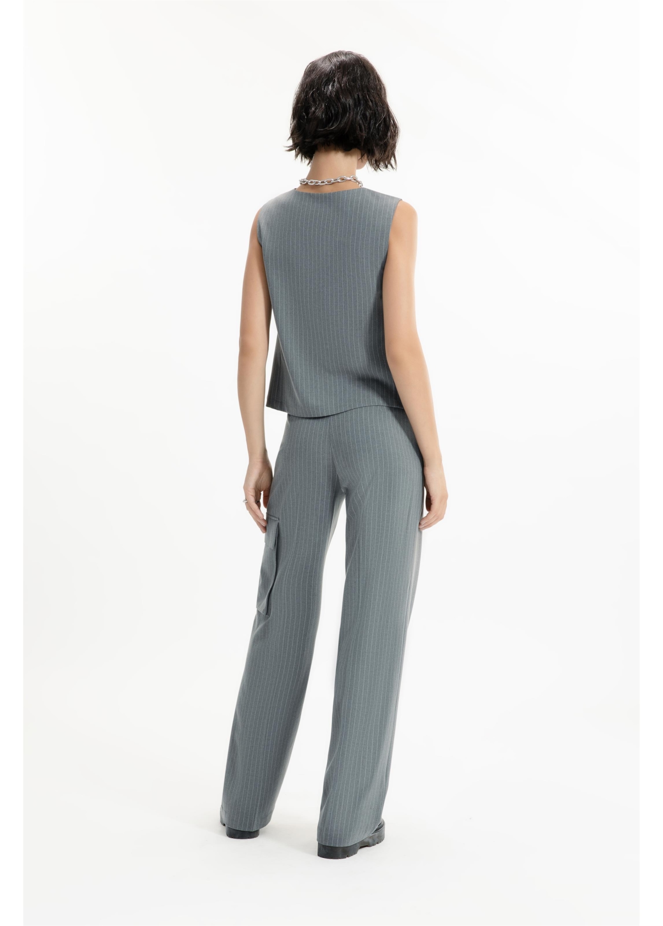 Colete Nordic Stripe Ellus Cinza Medio