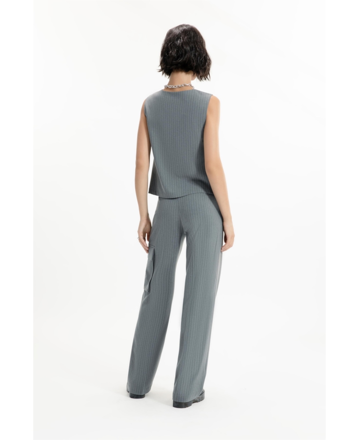 Colete Nordic Stripe Ellus Cinza Medio