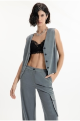 Colete Nordic Stripe Ellus Cinza Medio