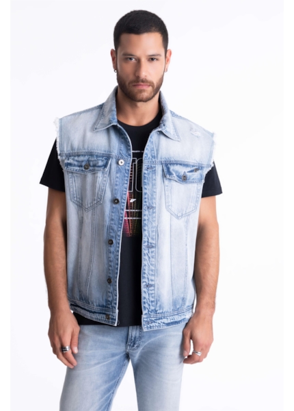 Colete Vintage Denim Ellus Lav. Claro