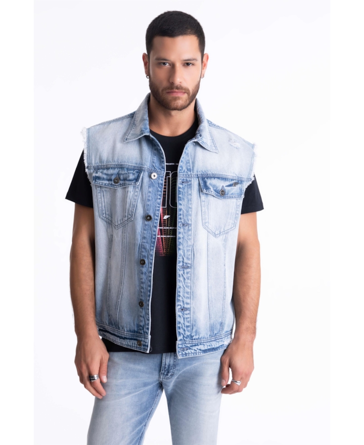 Colete Vintage Denim Ellus Lav. Claro
