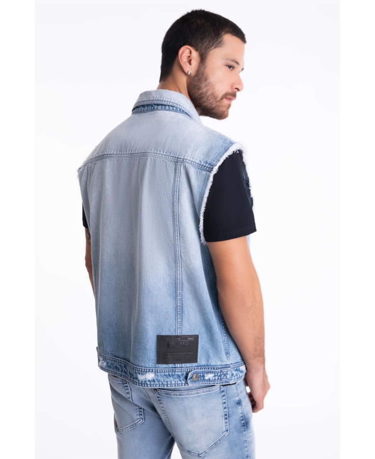 Colete Vintage Denim Ellus Lav. Claro