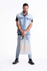 Colete Vintage Denim Ellus Lav. Claro