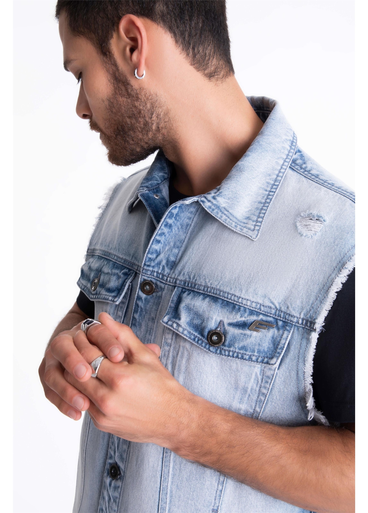 Colete Vintage Denim Ellus Lav. Claro