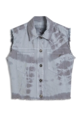 Colete White Denim Bicolor Blue Vintage