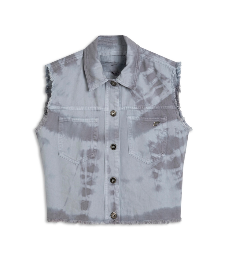 Colete White Denim Bicolor Blue Vintage