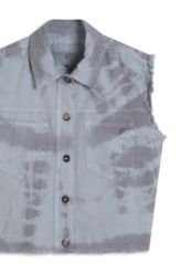Colete White Denim Bicolor Blue Vintage
