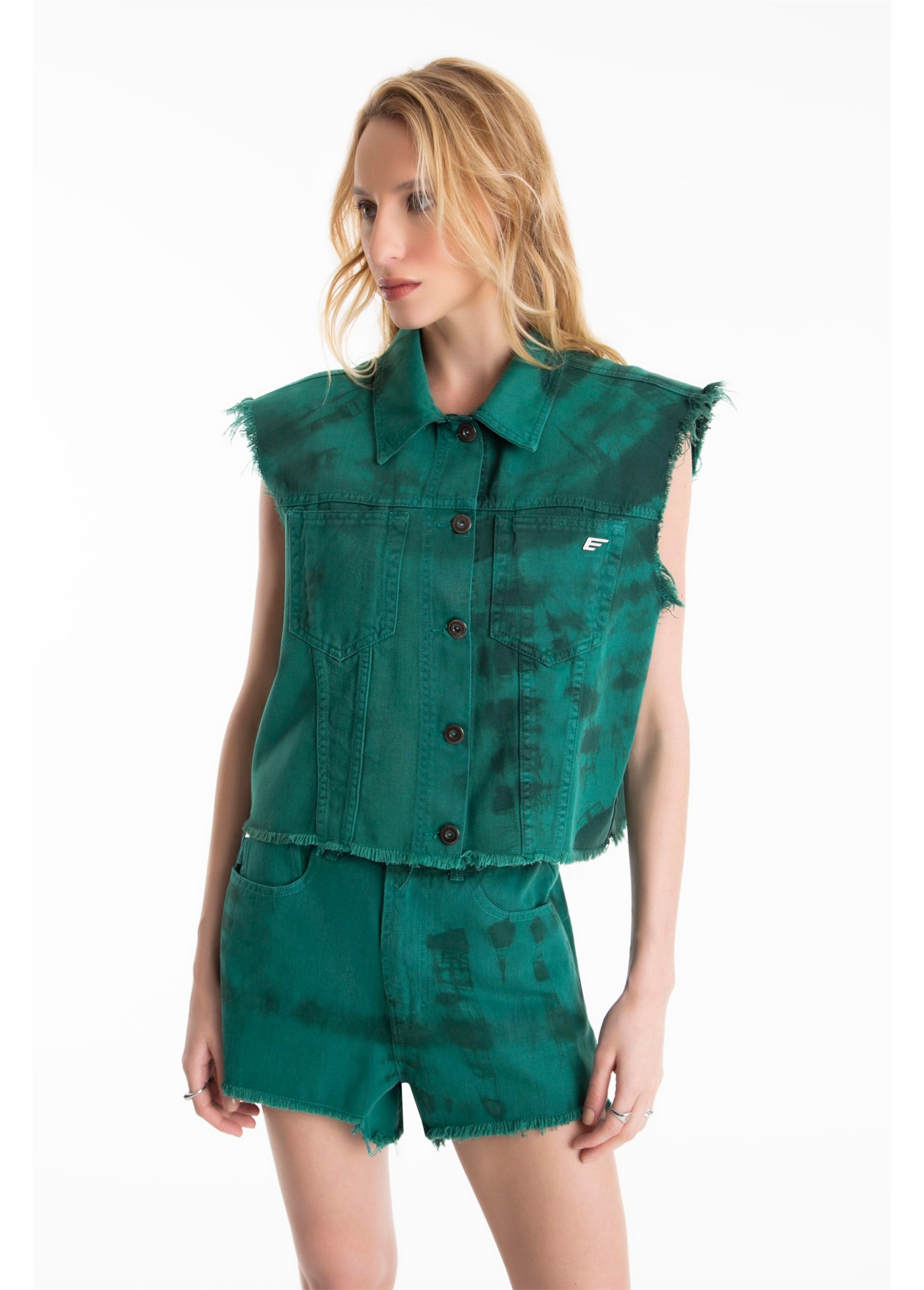 Colete White Denim Ellus Verde Army