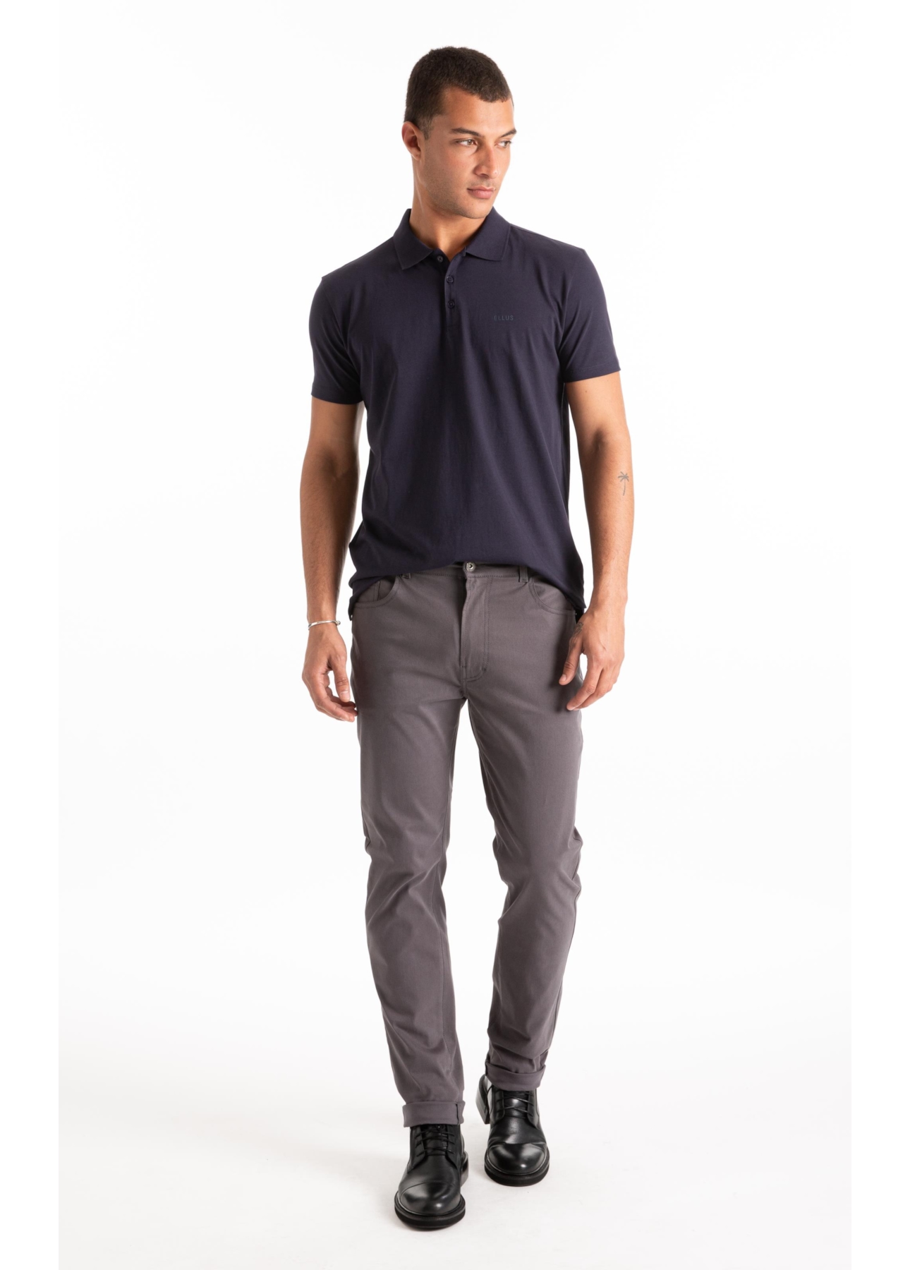 Color Twill Power (Slim) 5 Pockets Cinza Medio