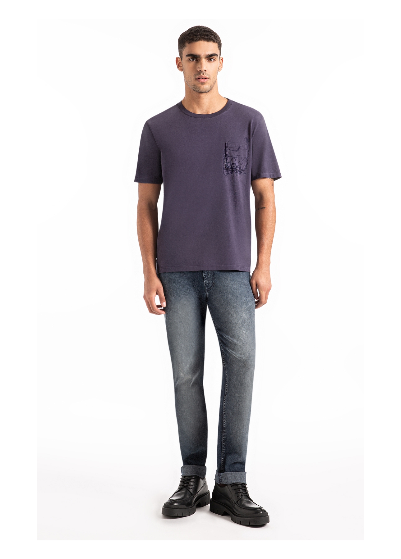 Cotton Fine Squid Pocket Classic Mc Purple Blue