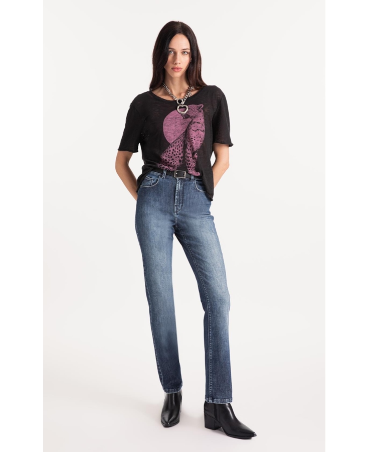 Cotton Flame Leopard Boxy Mc Preto