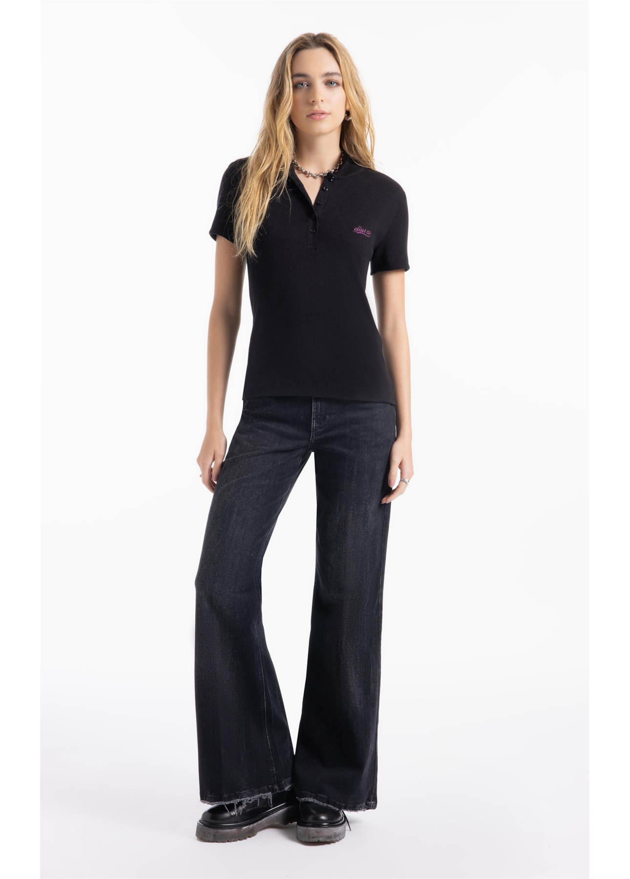 Cotton Rib Polo  Co Preto