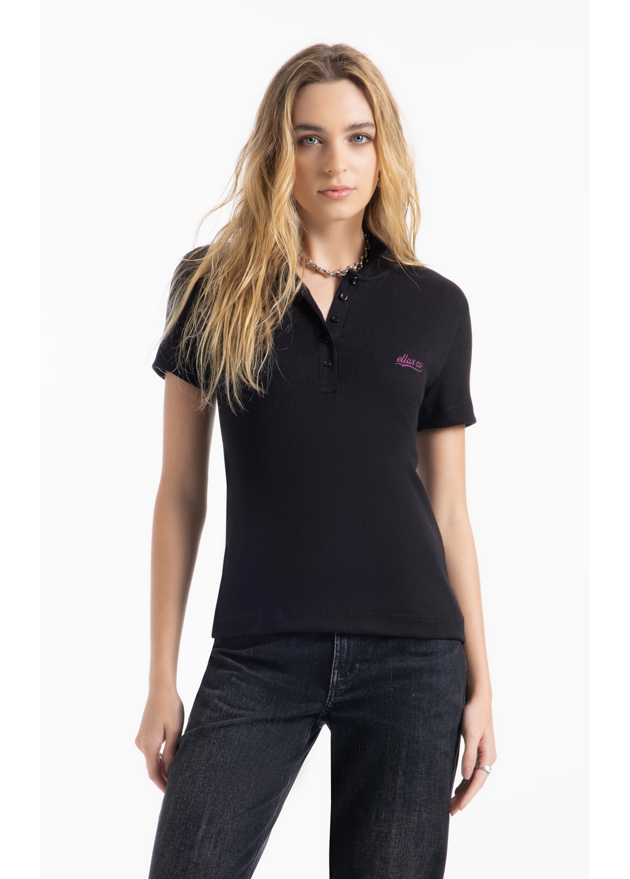 Cotton Rib Polo  Co Preto