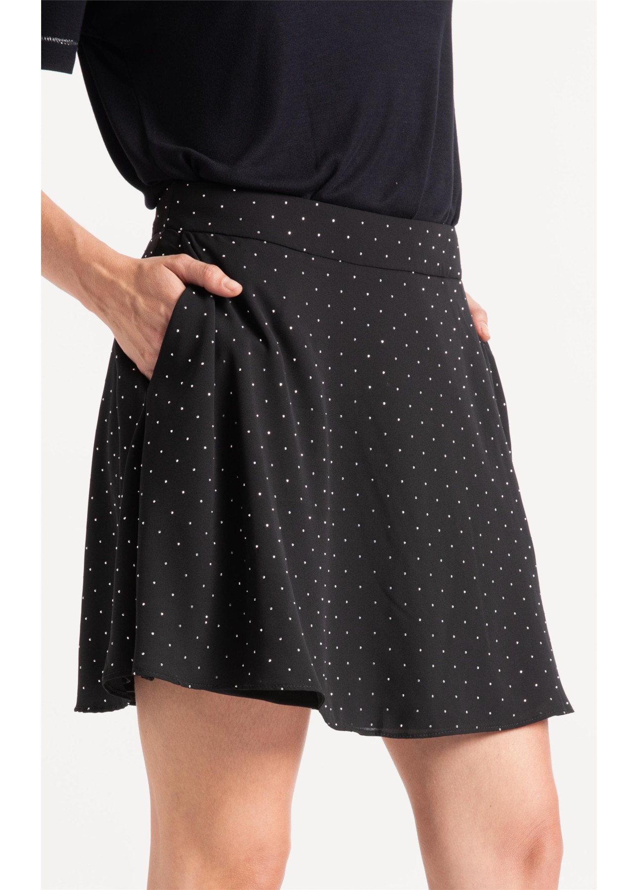 Crepe Strass B. Faca Evase Preto