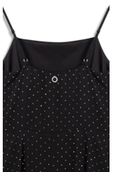 Crepe Strass Sleevless Mini Preto