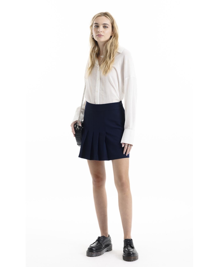 Crepe Way Pleated Mini Dark Navy