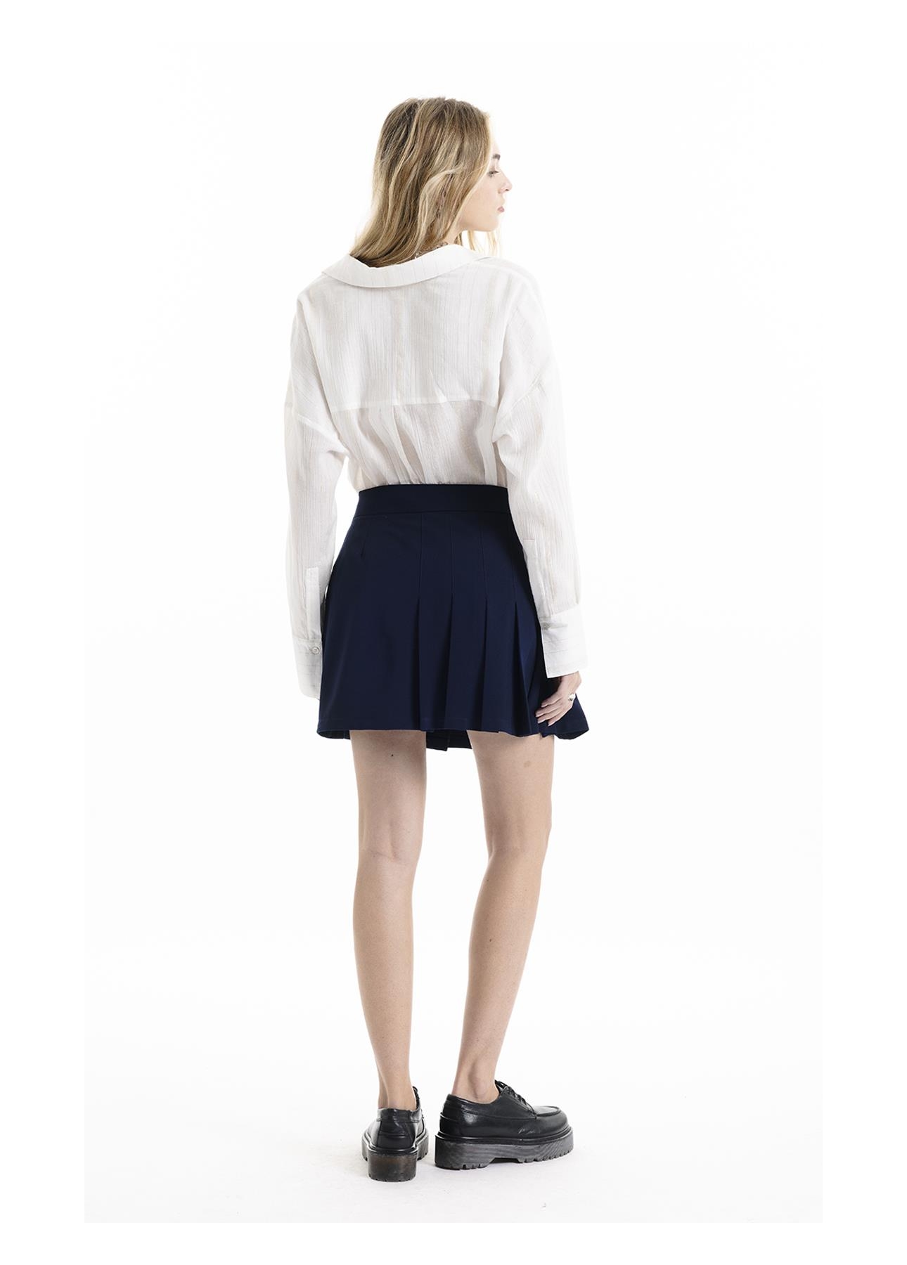 Crepe Way Pleated Mini Dark Navy